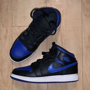 Air Jordan 1 Mid Black Hyper Royal Blue Sneakers